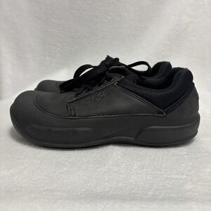Crocs Velocity Lace Up Work Shoes Black Slip Resistant M7 W9